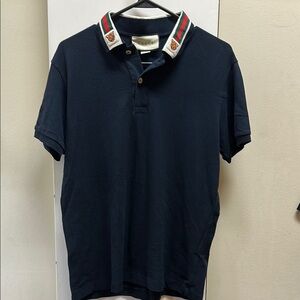 Gucci Blue Polo Shirt with Classic Collar and Short Sleeves
